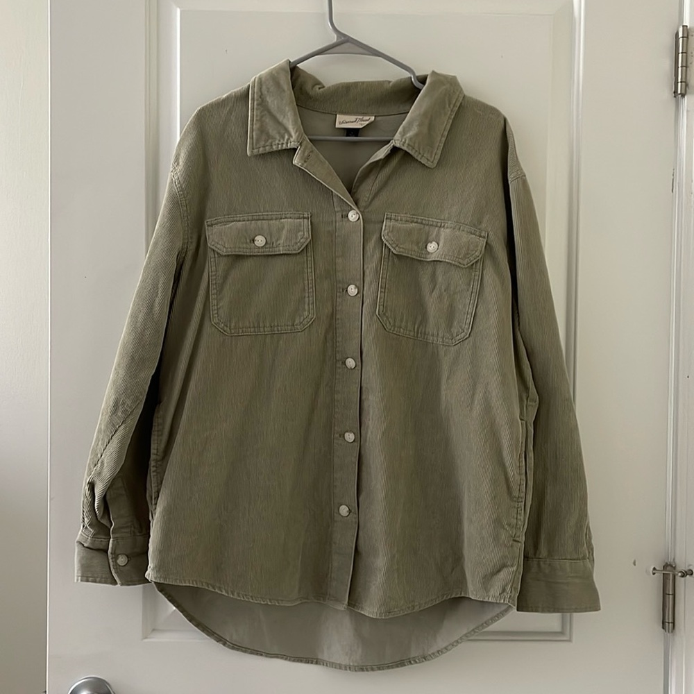 Olive corduroy shacket